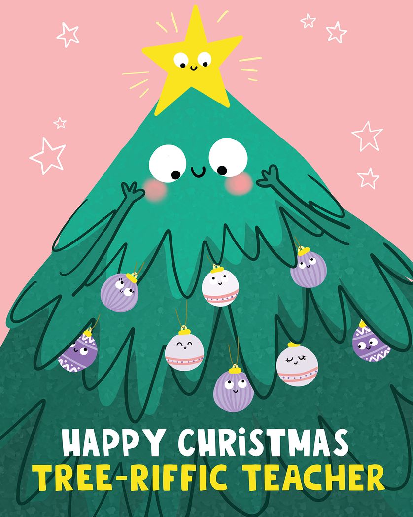 Card design "Teacher tree - group festive ecard"