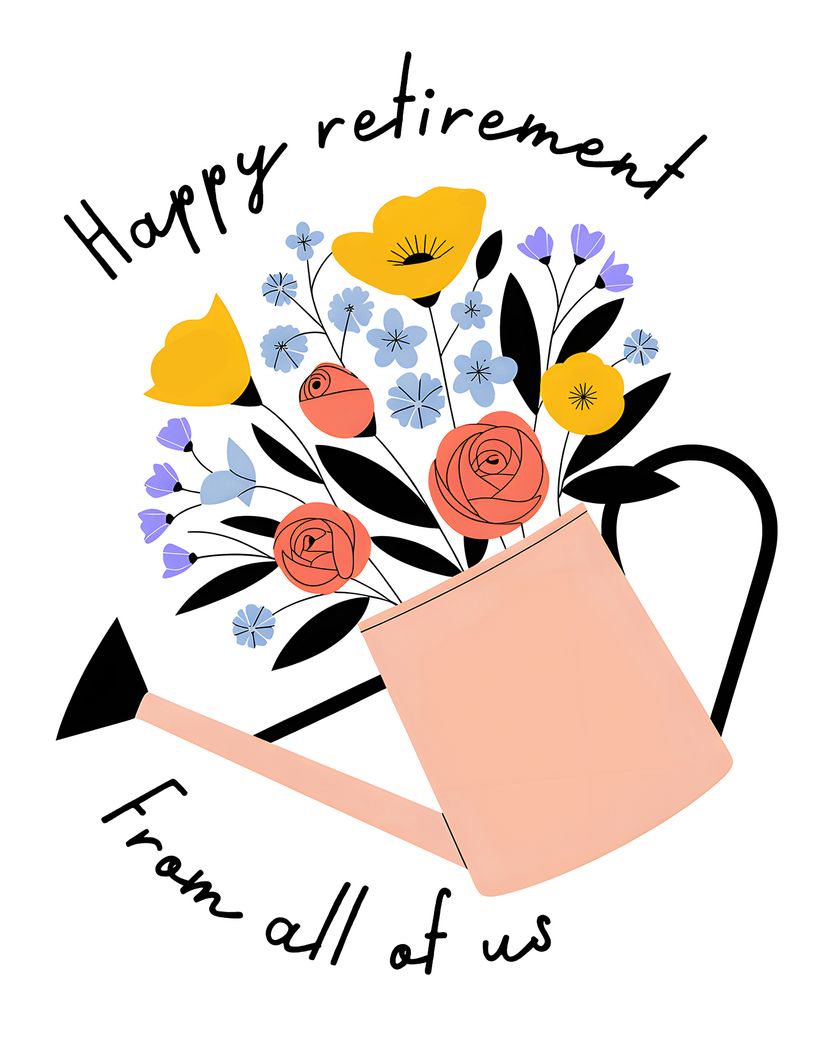 Card design "Pink can - group retirement ecard"
