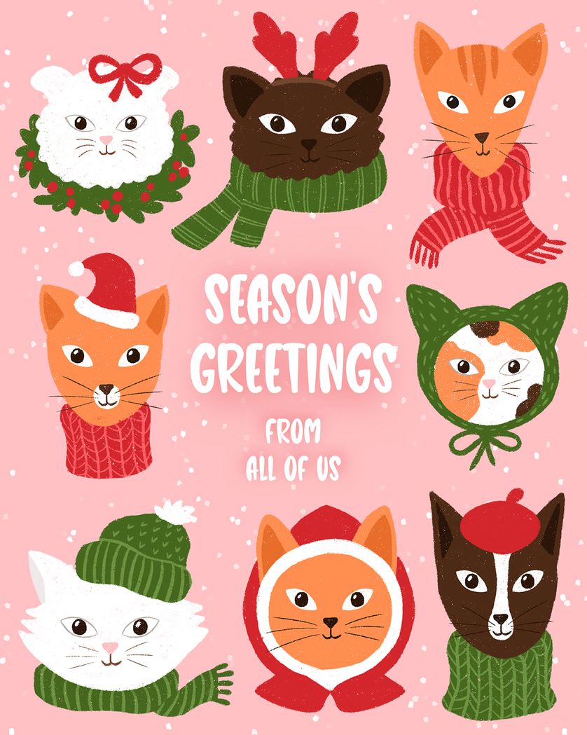 Card design "Christmas cats - group ecard"