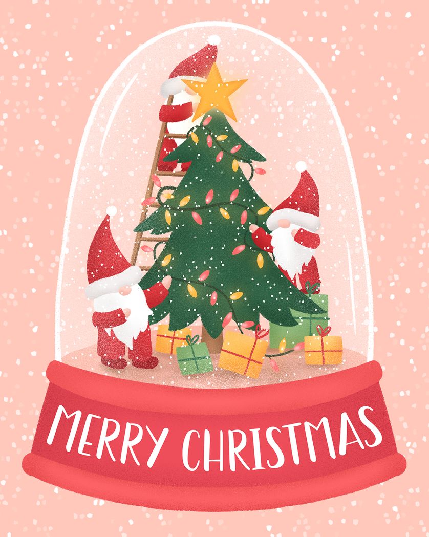 Card design "Gonk globe - group Christmas ecard"