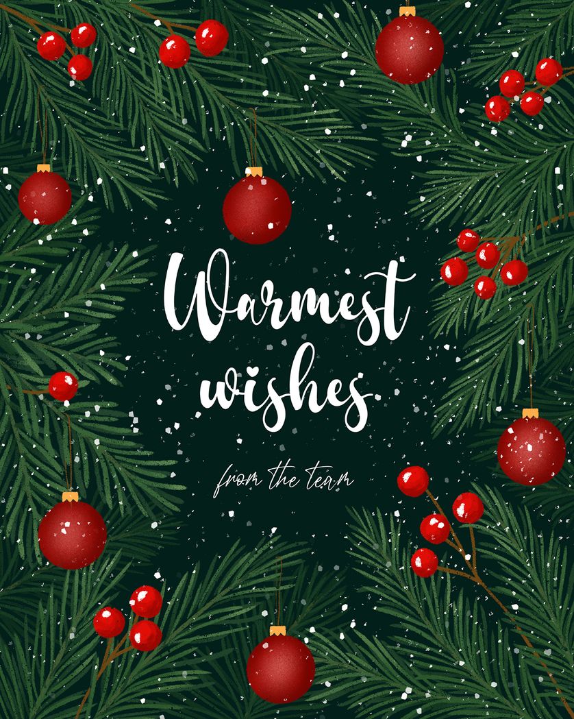 Card design "Pine and baubles - group Christmas ecard"