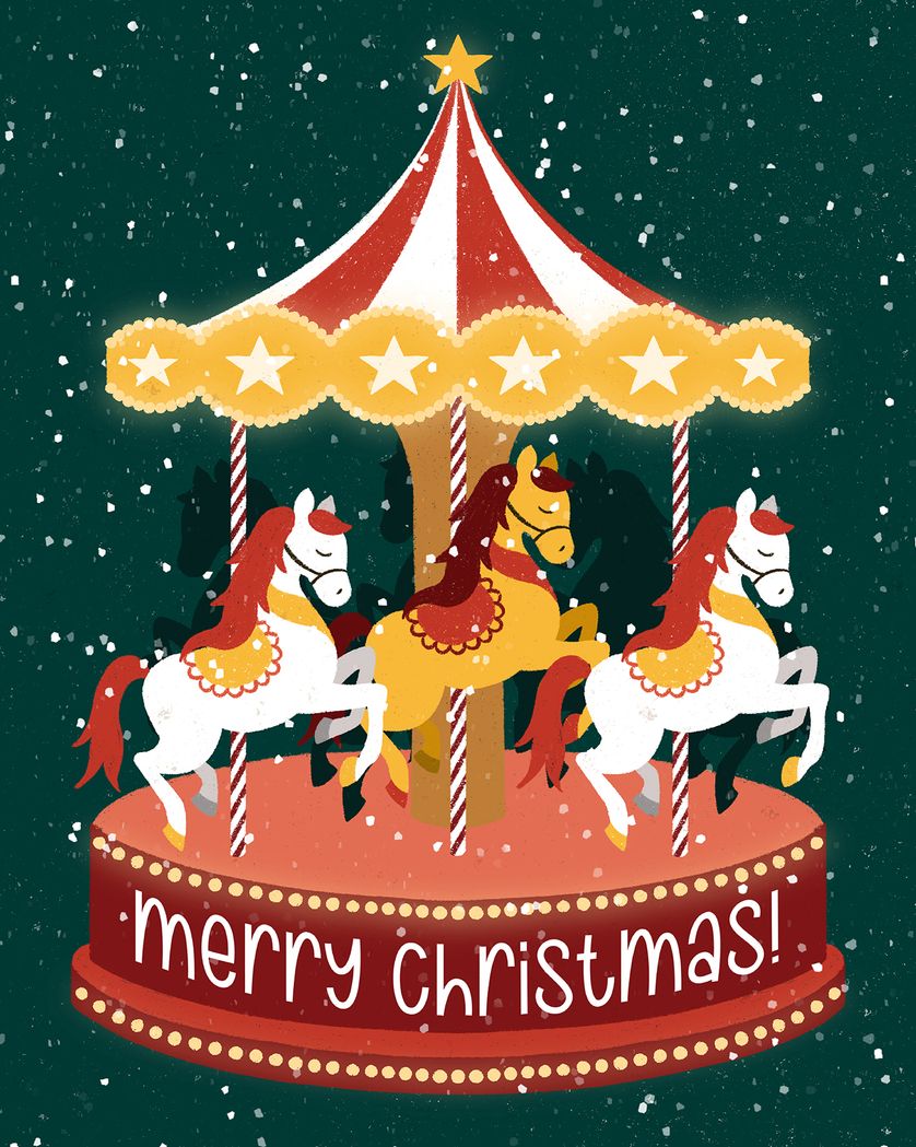 Card design "Chrimbo carousel - group Christmas ecard"