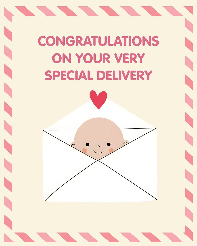 Card design "Special delivery girl - group baby ecard"