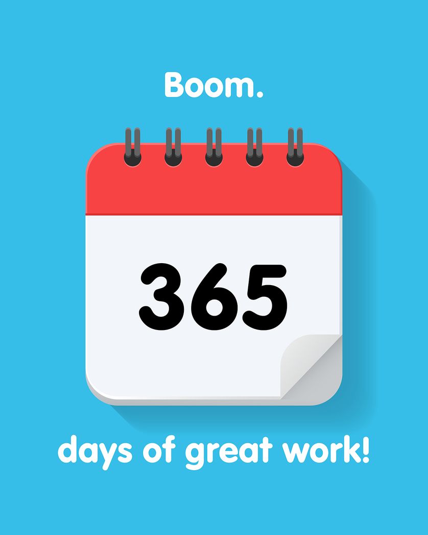 Card design "Great work 365 - group anniversary ecard"