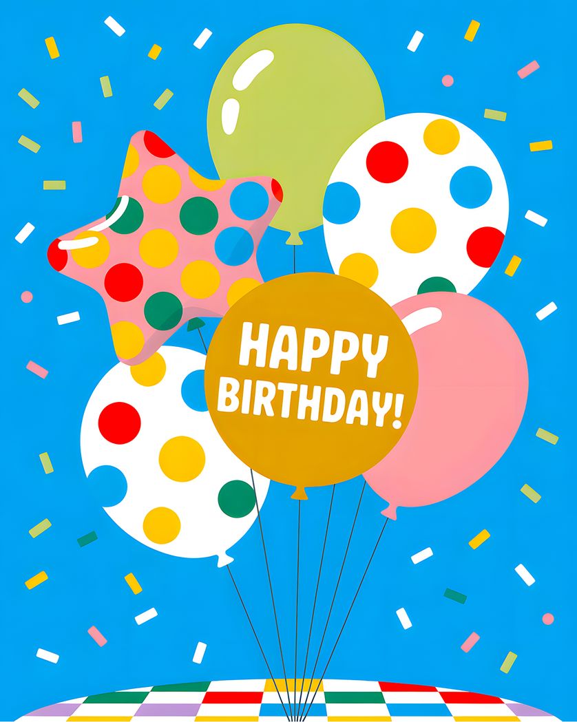 Card design "Birthday balloons - group ecard"