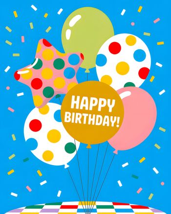 Use Birthday balloons - group ecard