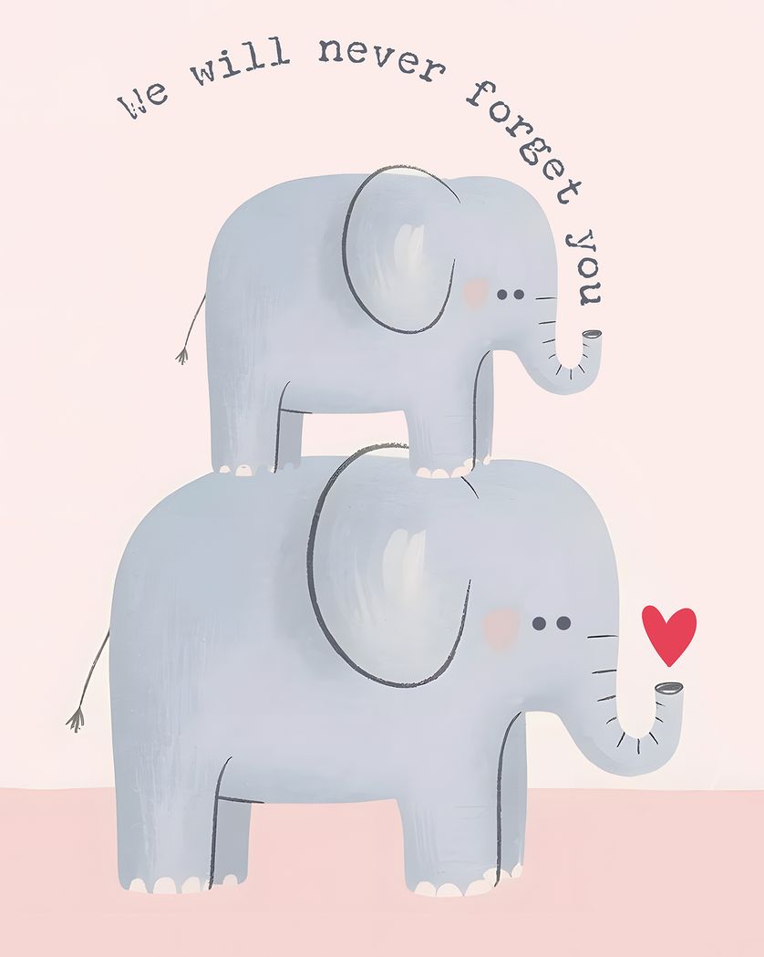 Card design "Never forget - group leaving ecard"