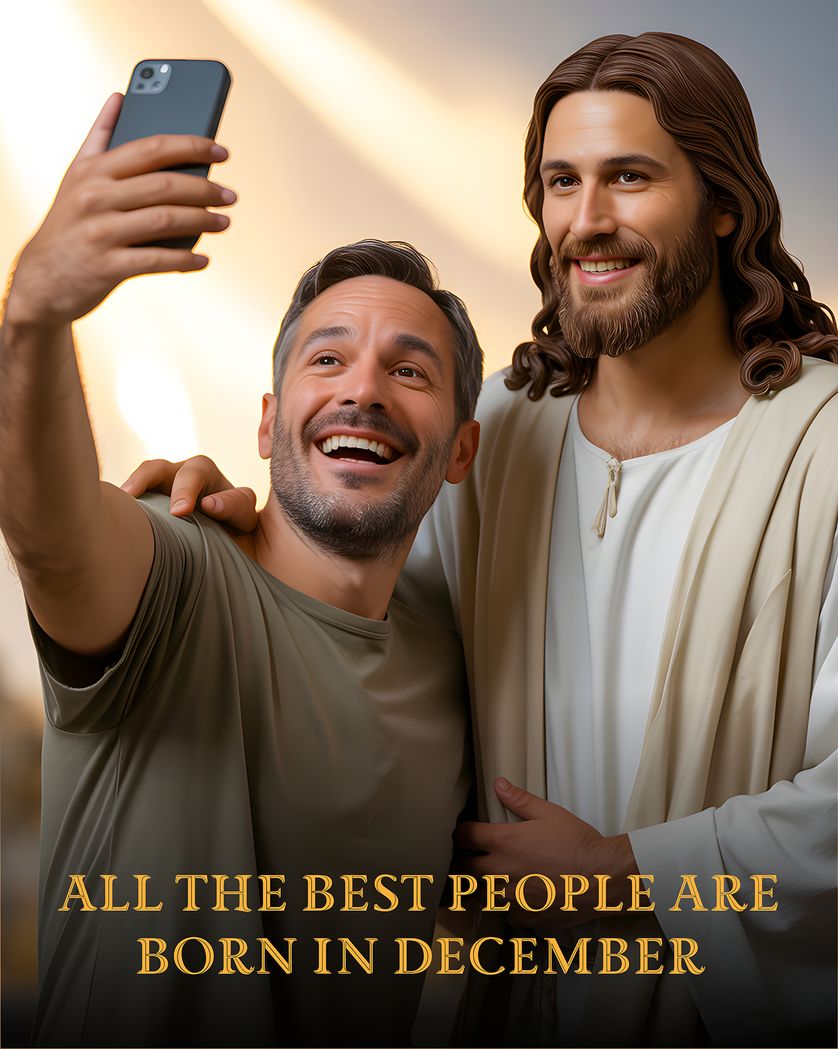 Card design "Jesus selfie- group birthday ecard"