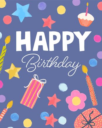 Use Purple party - group birthday ecard