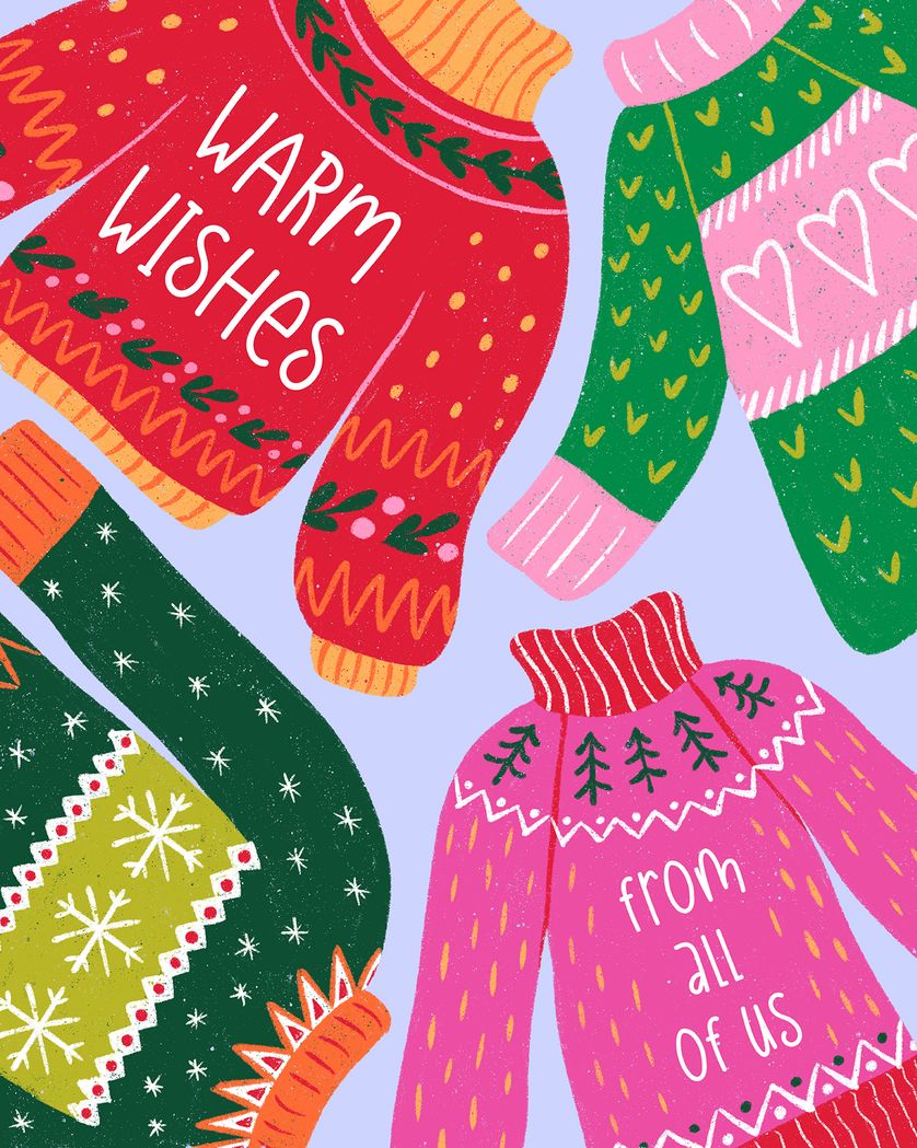 Card design "Christmas Jumpers - group festive ecard"