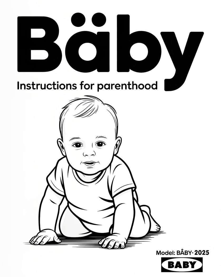 Card design "Flatpack instructions - group baby ecard"