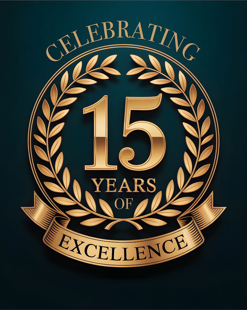 Card design "15 years - group anniversary ecard"