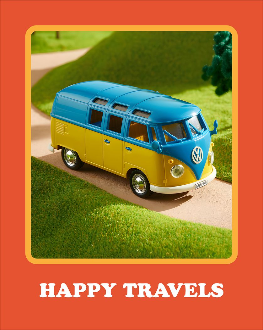 Card design "VW Camper - group leaving ecard"