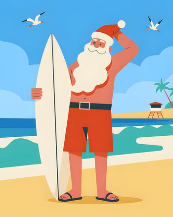 Use Surfing santa - group christmas ecard