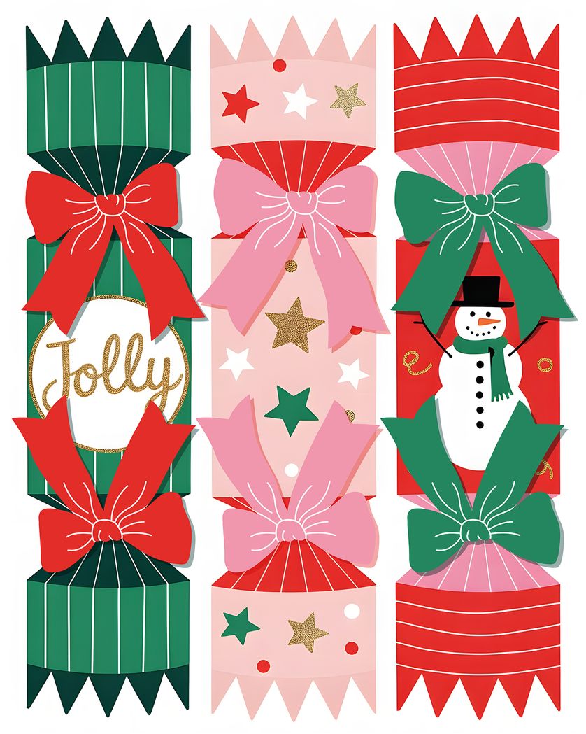 Card design "Crackers - group christmas ecard"