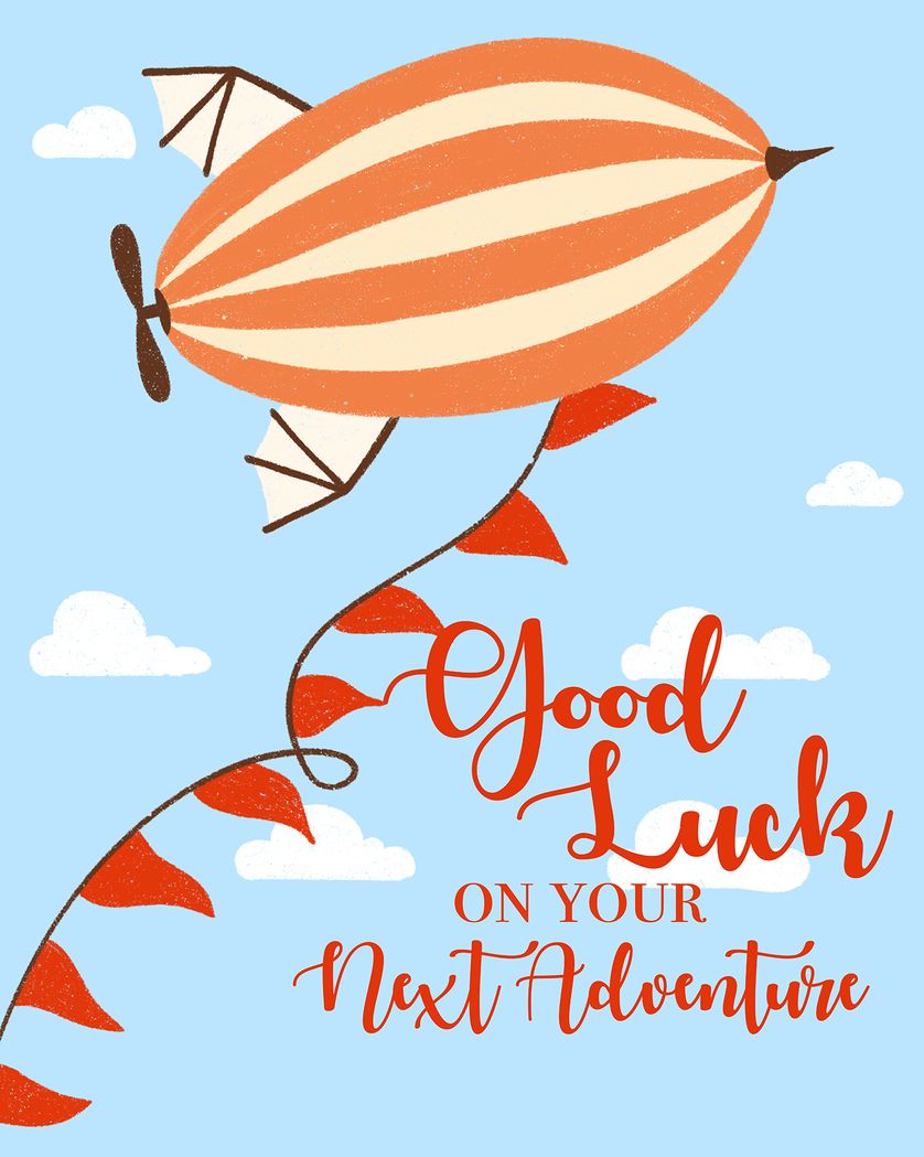 Card design "Blimp - groupleaving ecard"