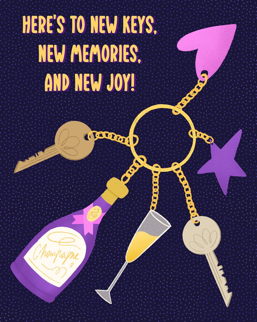 Card design "Key rings - group new home ecard"
