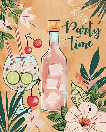 Use Pink gIn tropics - group birthday ecard