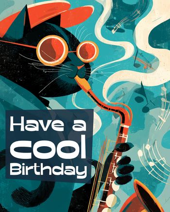 Use Jazz cat - group birthday ecard