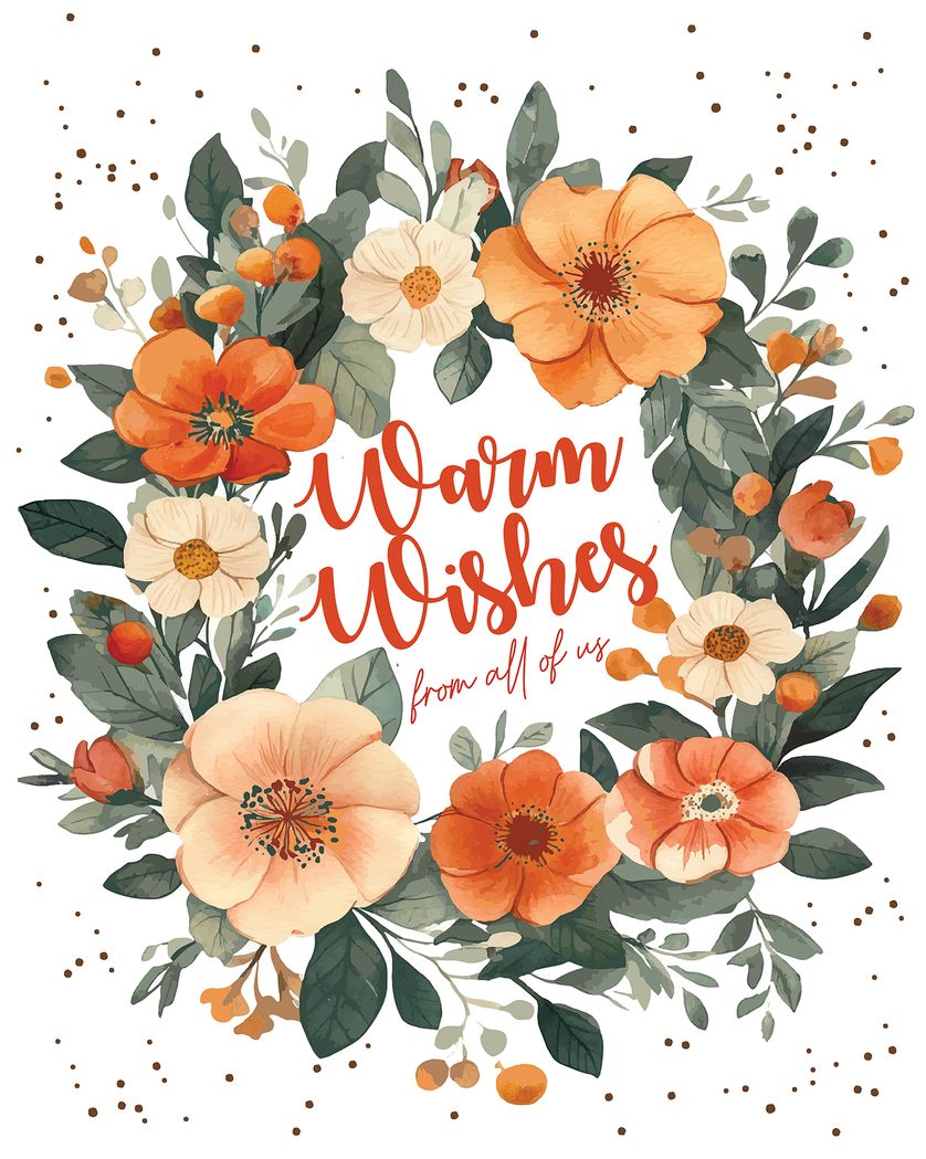 Card design "Warm Wreath - group leaving ecard"