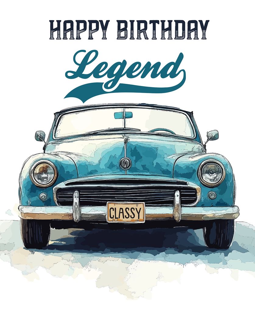 Card design "Classic car - group birthday ecard"