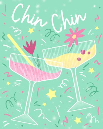 Use Cocktail Party - group Birthday ecard