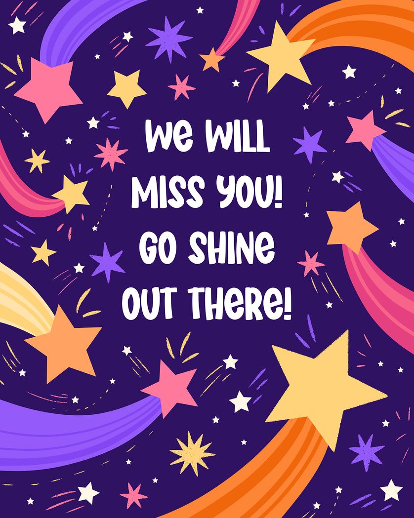 Card design "Shooting stars  - group leaving ecard"