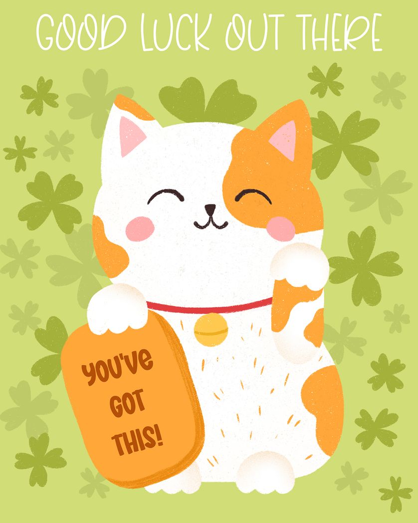 Card design "Lucky Cat - group leaving ecard"