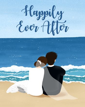 Use Beach wedding - group congratulations ecard