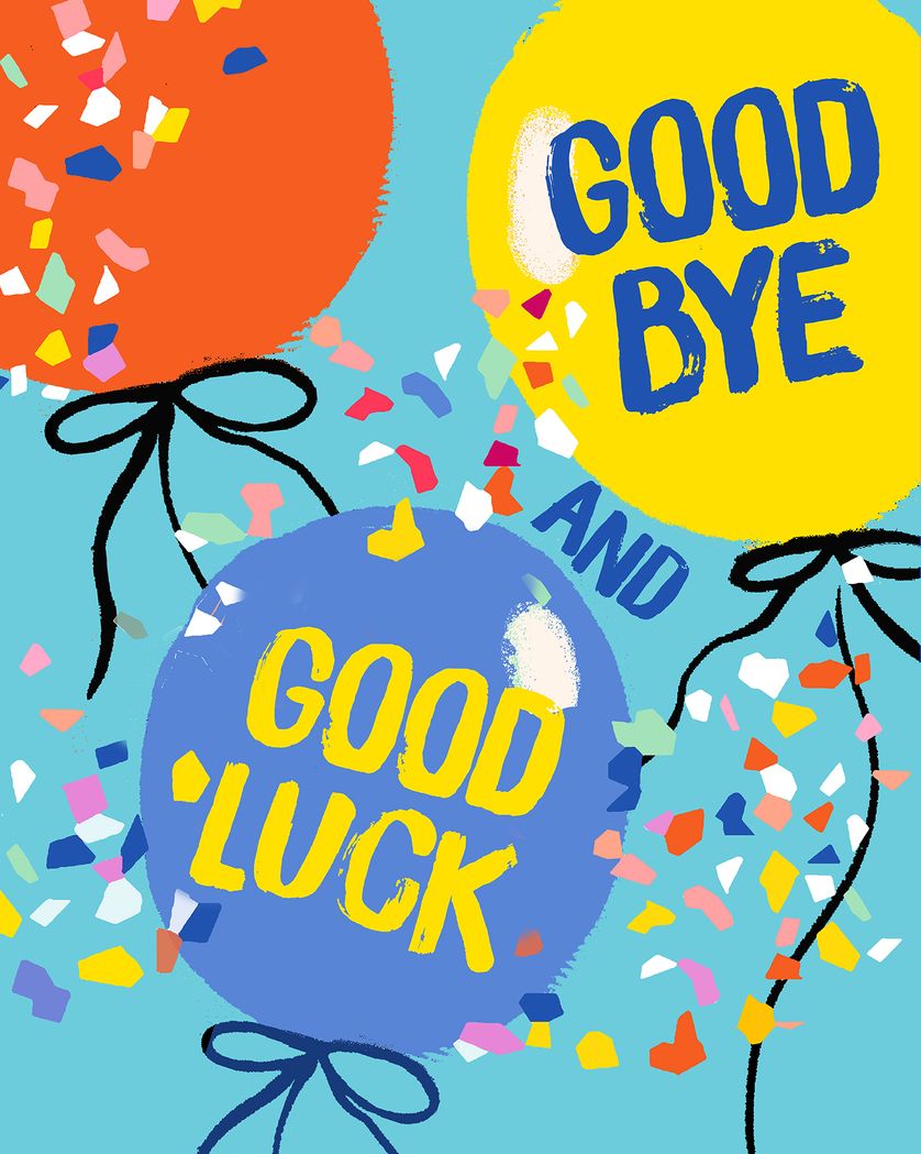 Card design "Balloon Farewell - group leaving ecard"