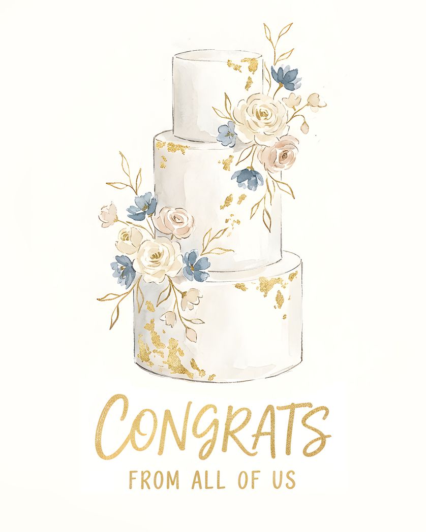 Card design "Elegant cake - group wedding ecard"