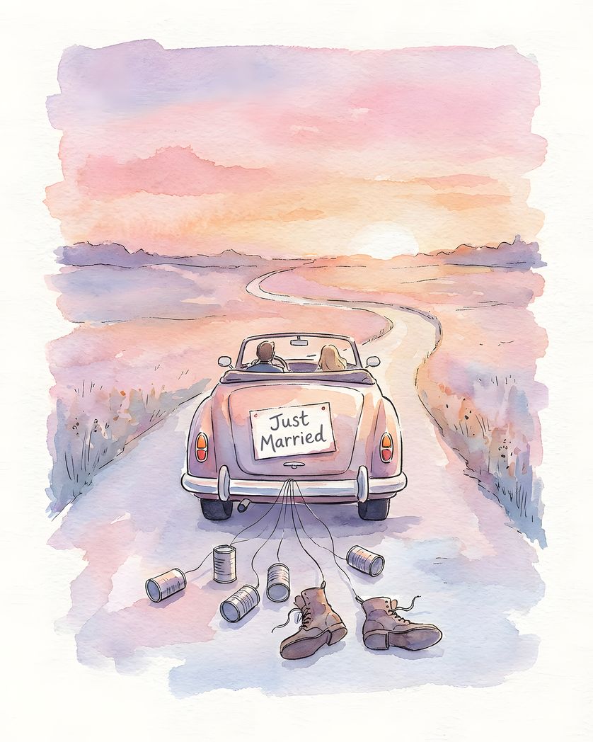 Card design "Wedding car - group ecard"