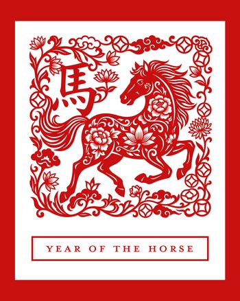Use Red stencil - group Chinese new year ecard