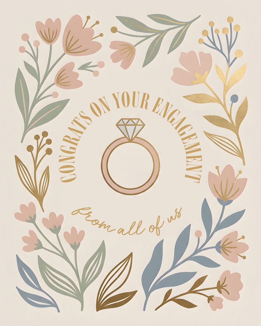Card design "Diamonds and flowers - group engagement ecard"