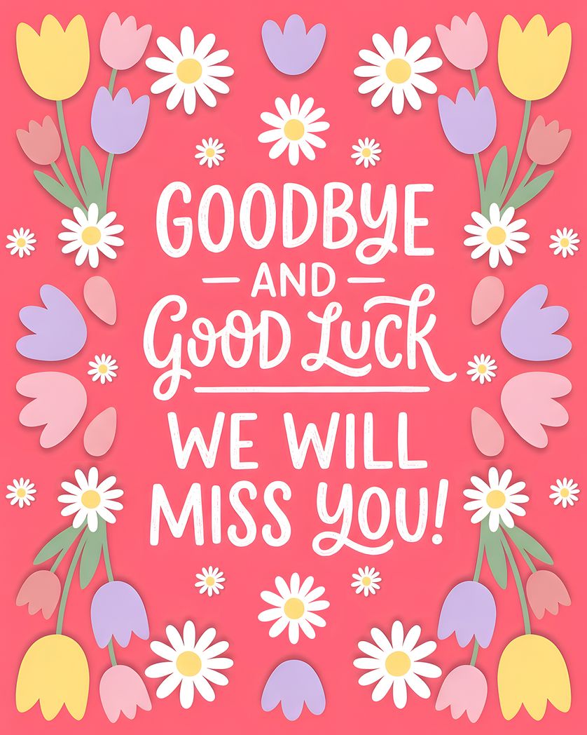 Card design "Tulips and daisies - group leaving ecard"