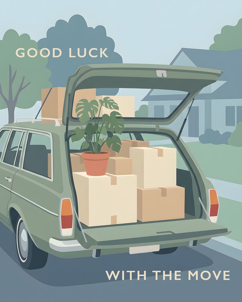 Card design "Hatchback - group leaving ecard"