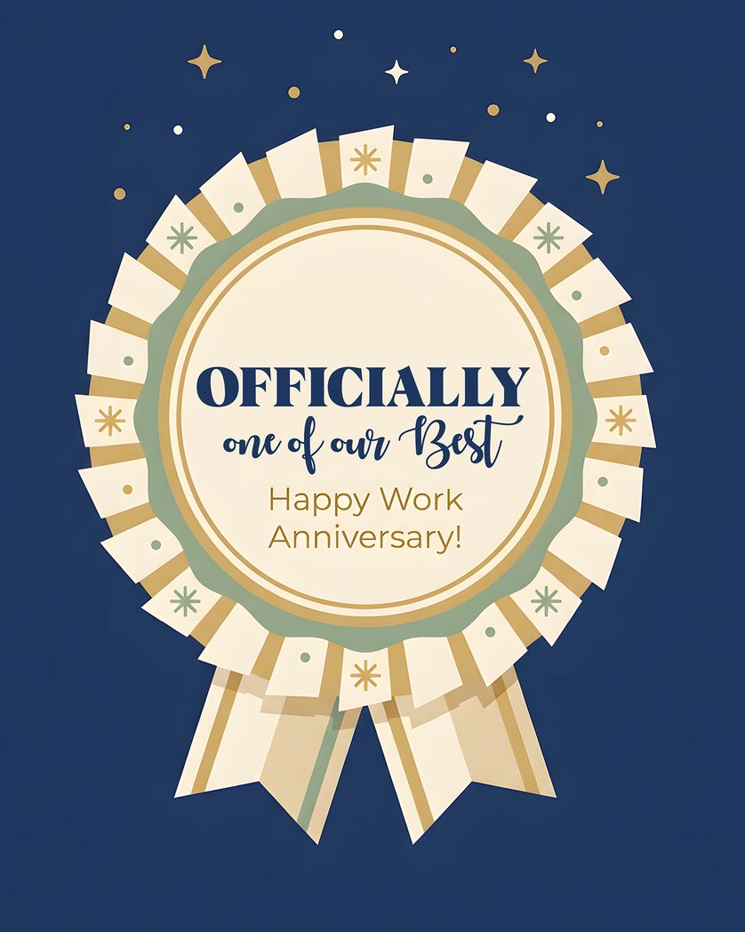 Card design "Gold Rosette - group anniversary ecard"