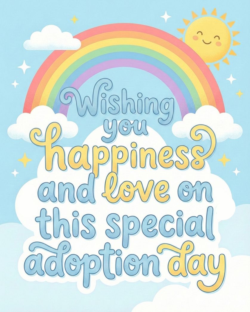 Card design "Rainbow dream - group adoption baby ecard"