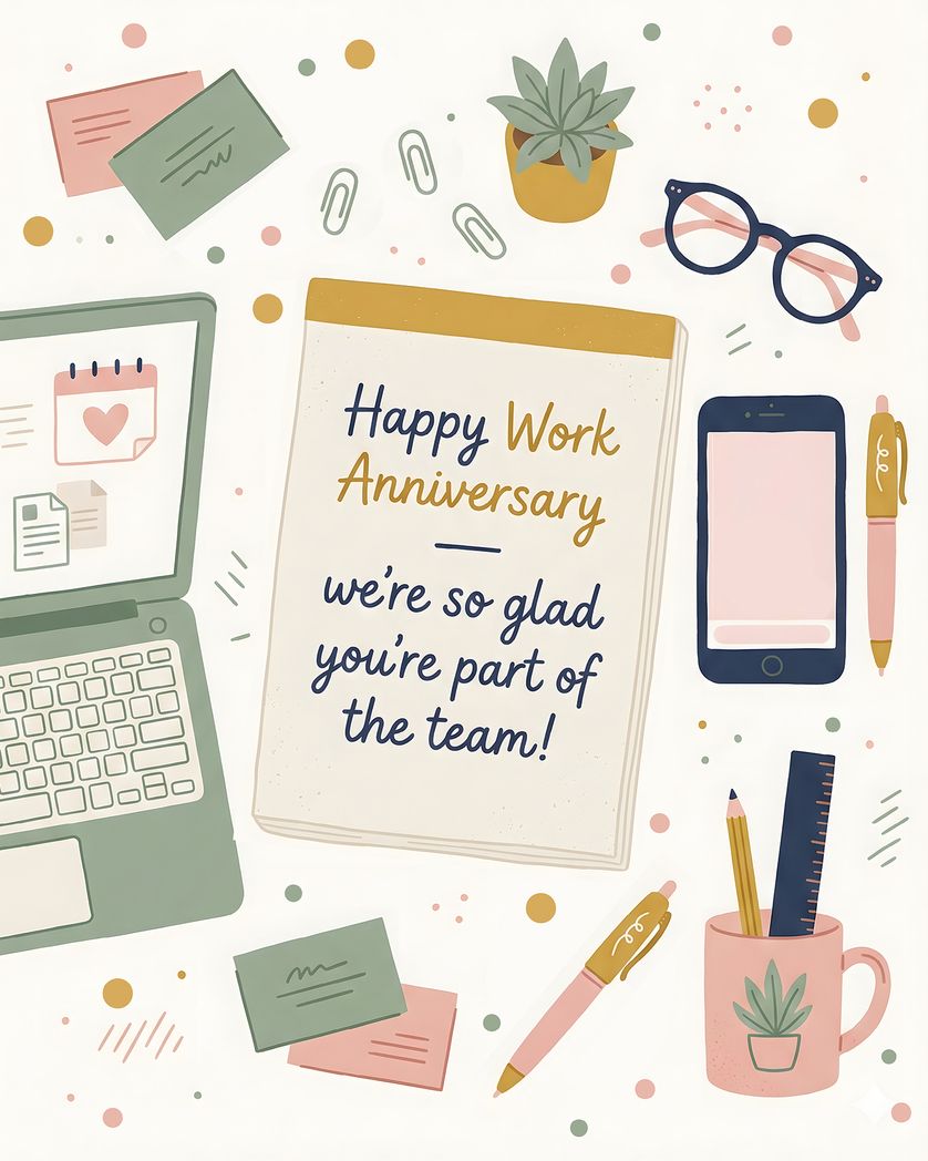 Card design "Workspace - group anniversary ecard"