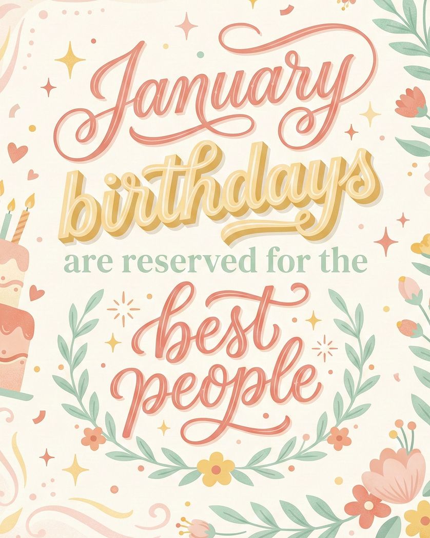 Card design "January Peaches -  group birthday ecard"