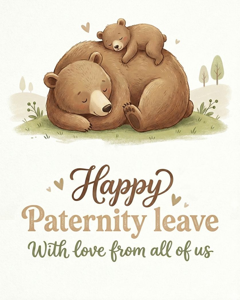 Card design "Papa bear - group paternity ecard"