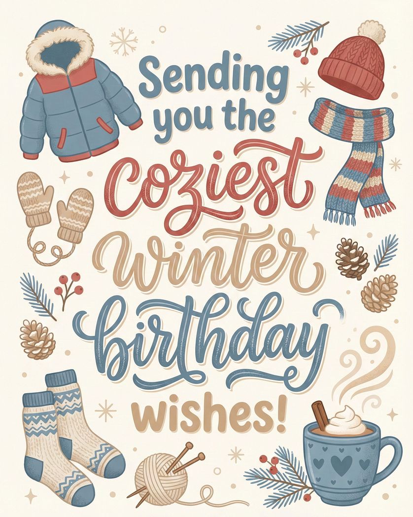 Card design "Winter Wishes - group birthday ecard"