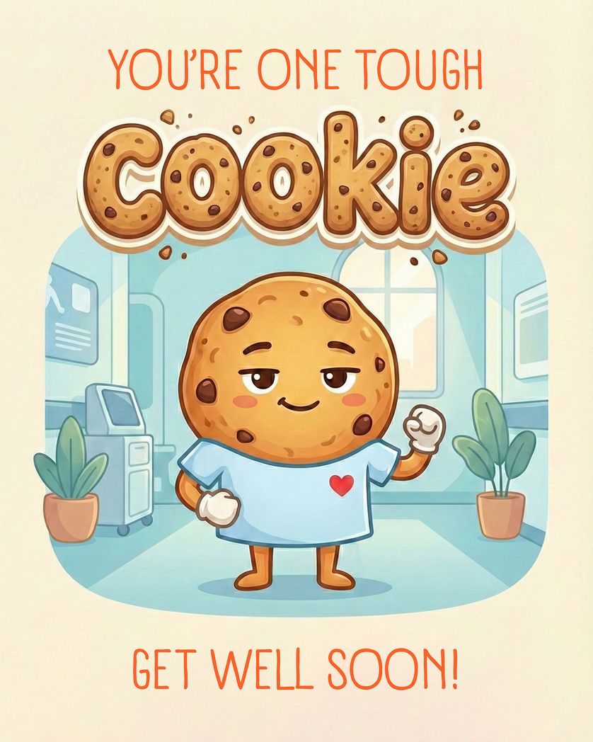 Card design "Tough Cookie - group get well ecard"