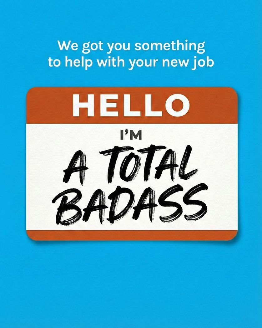 Card design "name badge - group leaving ecard"