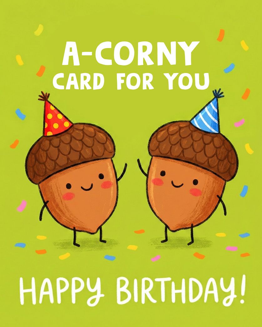 Card design "So A-corny - group birthday ecard"
