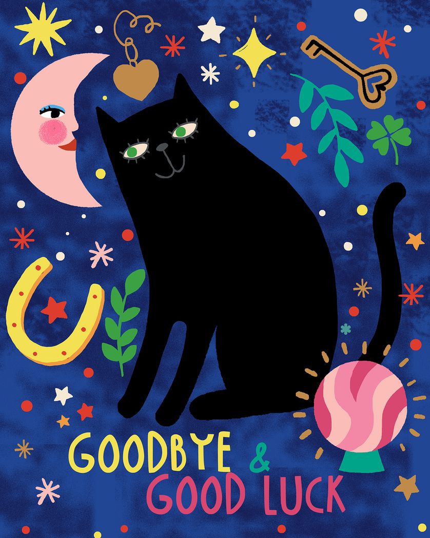 Card design "Lucky Kitty - group leaving ecard"