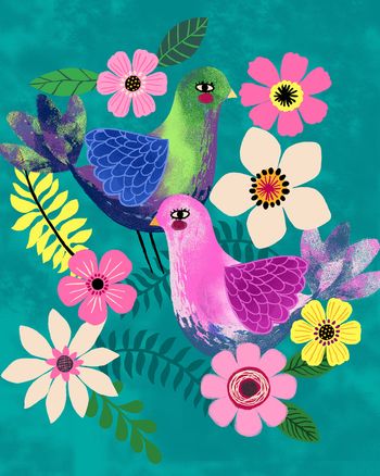 Use Love birds  - group wedding ecard