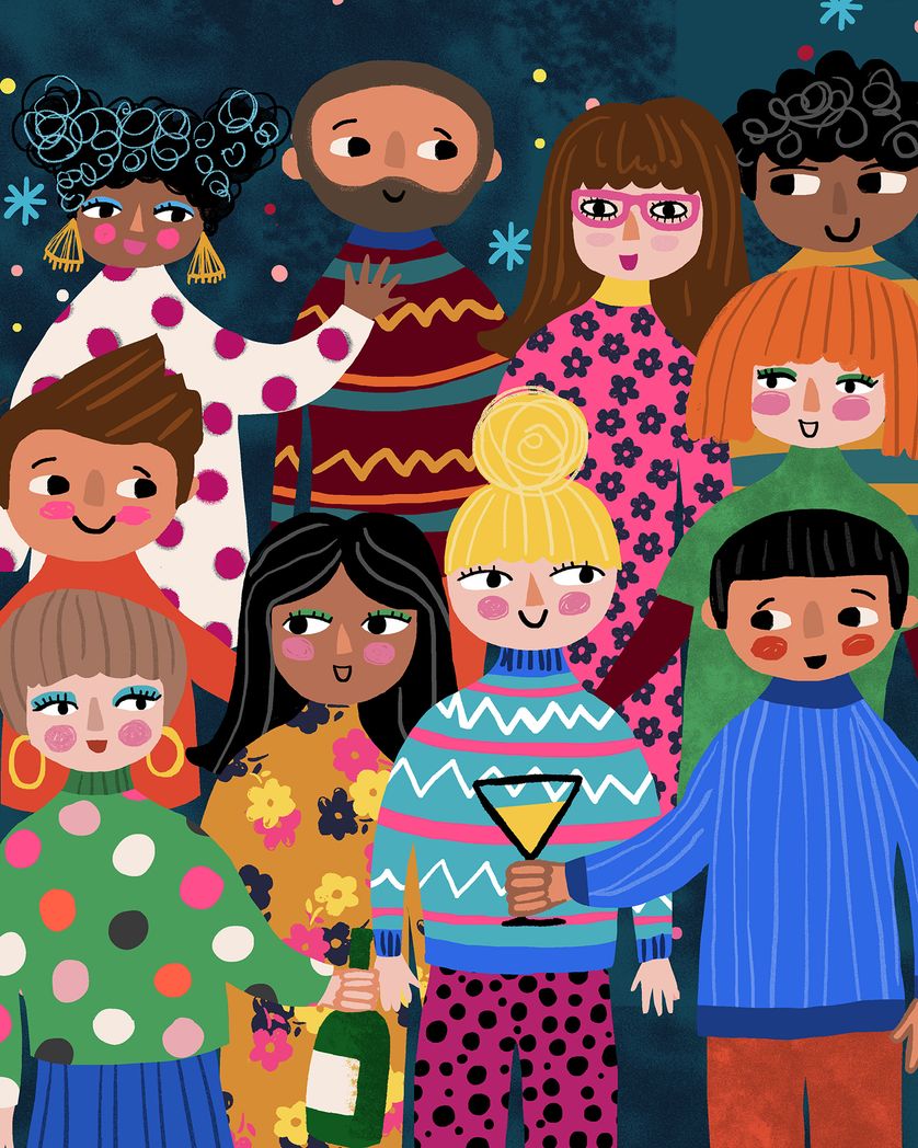 Card design "Office Party - group ecard"