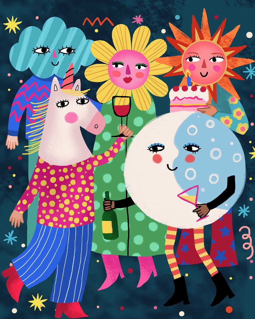 Card design "Office Party - group ecard"