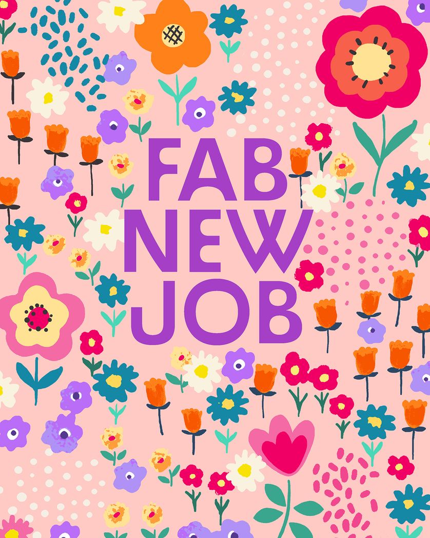 Card design "Ditsy Goodbye - group leaving ecard"